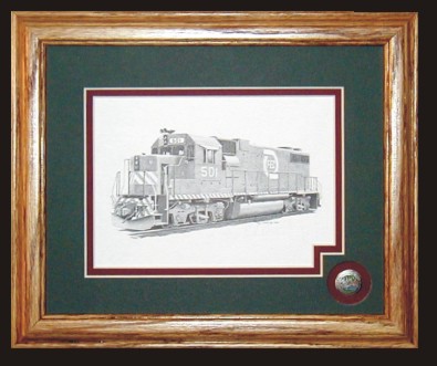 Florida East Coast Railroad 501 art print framed in style B