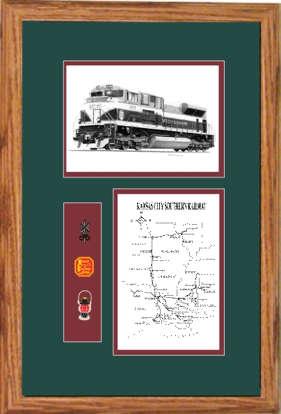 Kansas City Southern Railroad #4109 art print framed in style F
