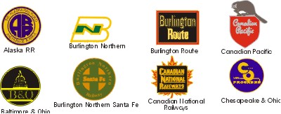 Alaska Railroad, Burlington Northern Railroad, Burlington Route Railroad, Baltimore and Ohio Railroad, Chesapeake and Ohio Railroad