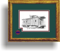 Sacramento Northern Railroad caboose art print framed in style B