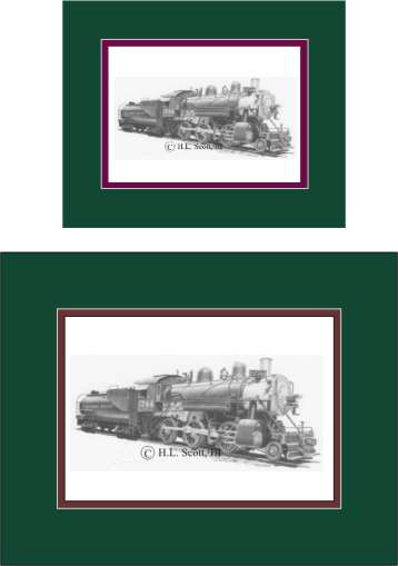 Southern Pacific Railroad #1744 art print matted