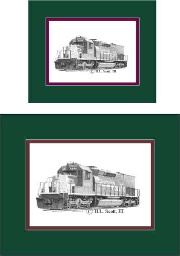 Southern Pacific Railroad 8494 art print matted in green